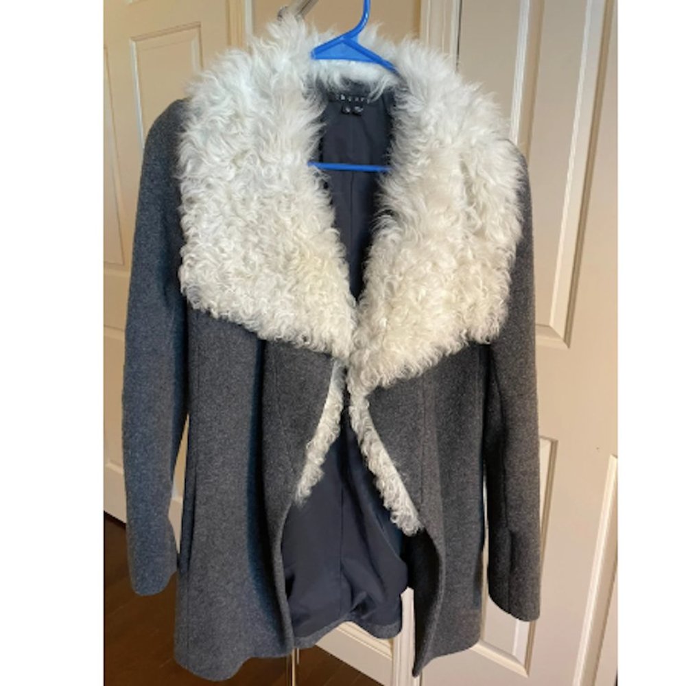 Theory Troyda Wool Shearling Collar Coat, Size S/P - Picture 2 of 6